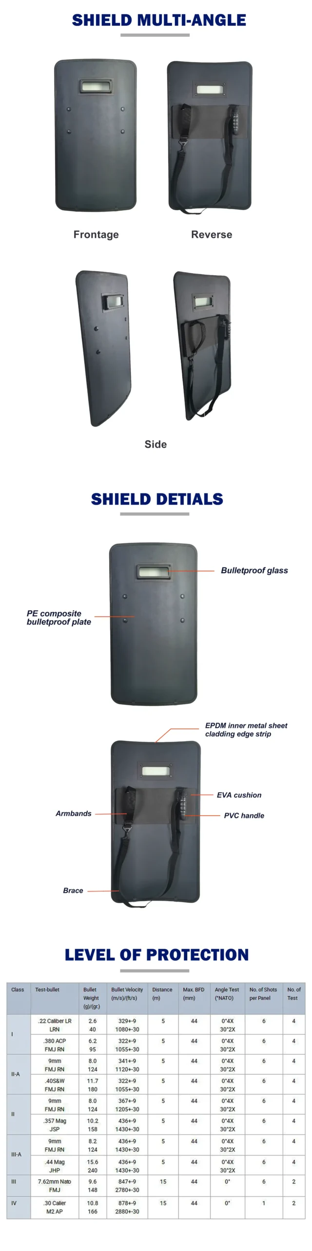 Lightweight Handheld Portable Military Tactical Ballistic Body Armor Bulletproof Shield